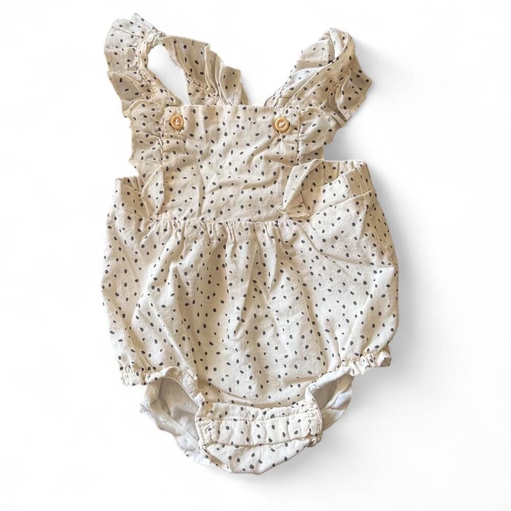 H&M black polka dot cotton baby romper size NB Newborn